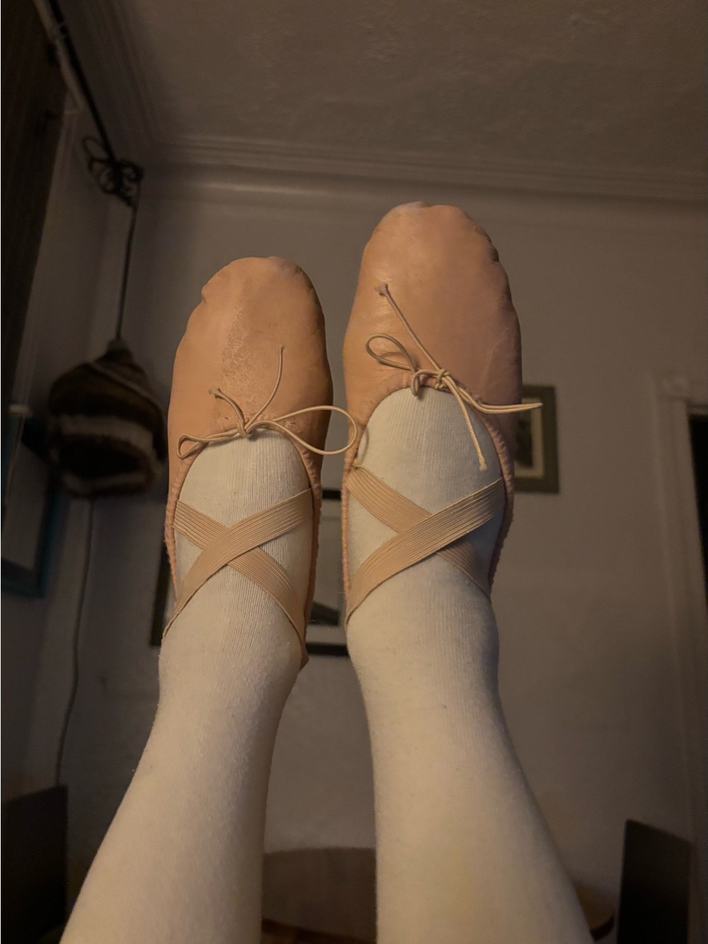 Bloch Leather Ballet Flats in Nude Blush with Cross Straps
